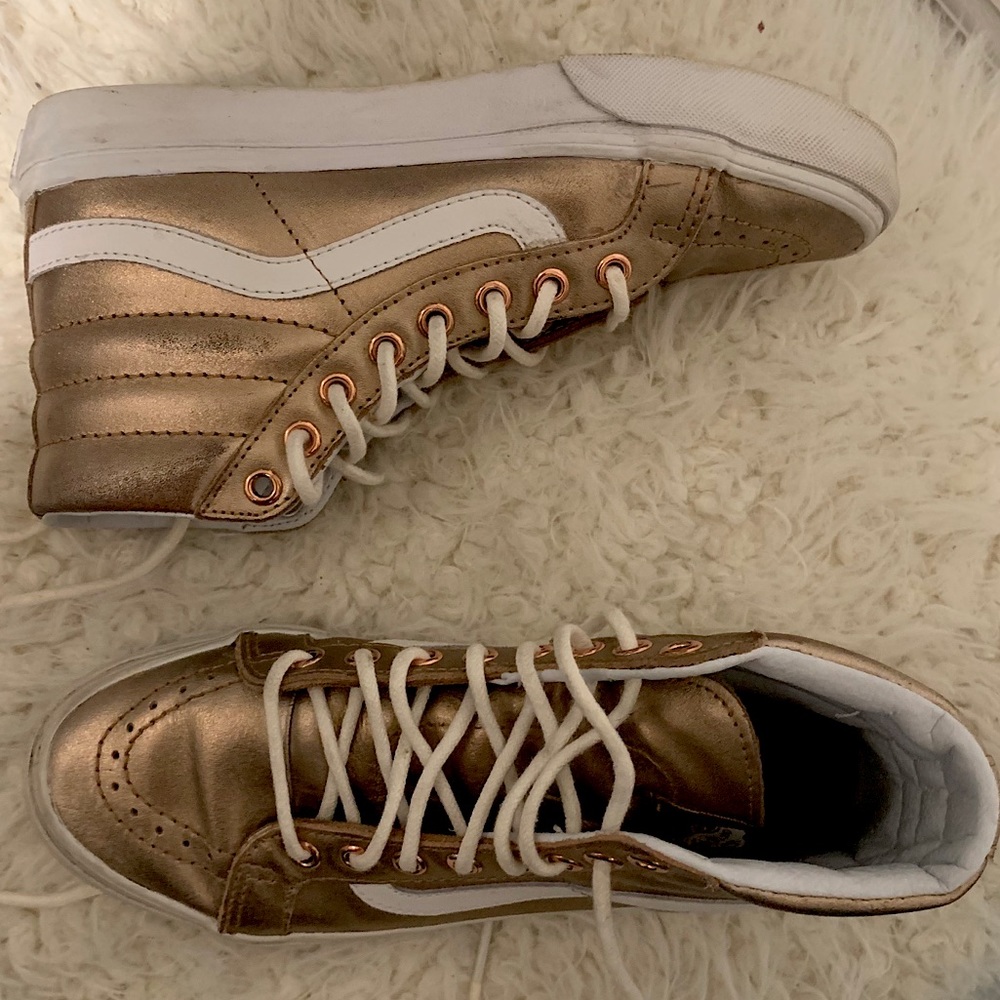 Metallic Rose Gold High Top Vans